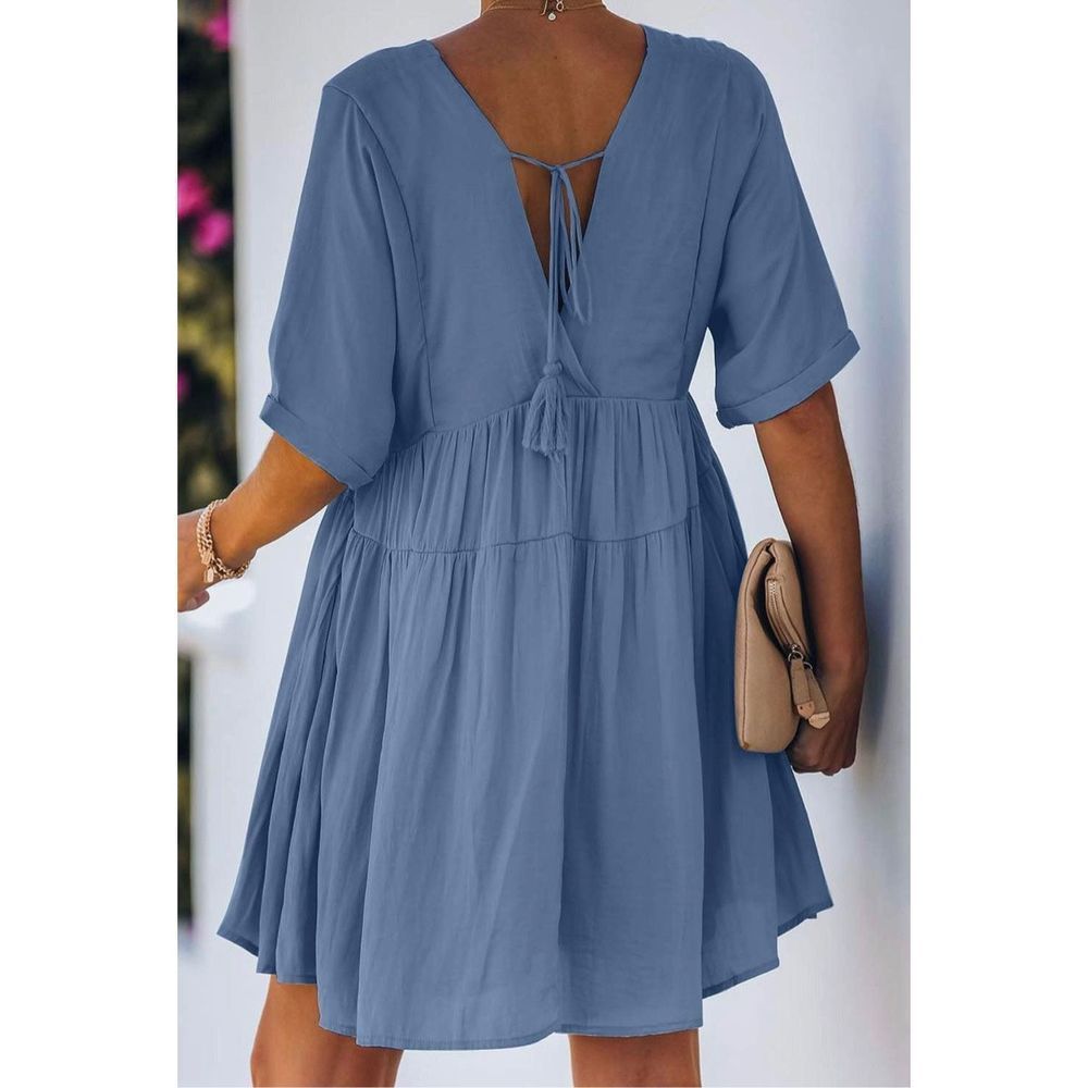 Elegant Blue Mini Dress - Picture 3 of 6